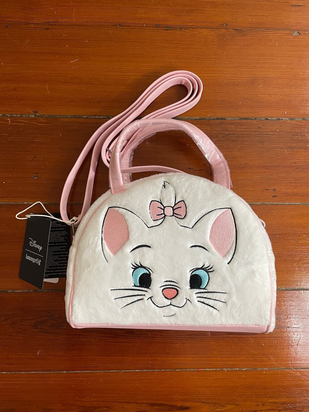 Disney Loungefly Marie Aristocats Plush Crossbody Bag NWT Pink White